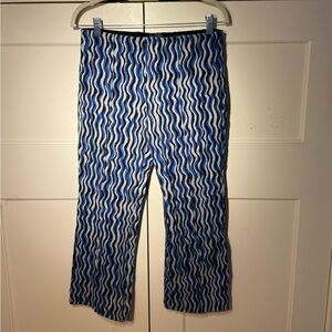 Anthropologie Maeve Women's SP Margot Kick Flare Trouser Pants Wavy Blue Stripe